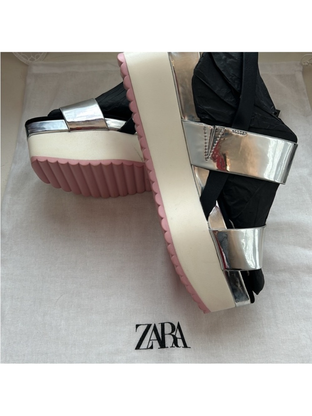 Zara Metallic Platform Sandals - Picture 5 of 7